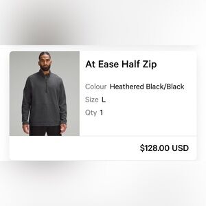 lululemon athletica Men's at ease Half Zip Sweater - Heathered Black